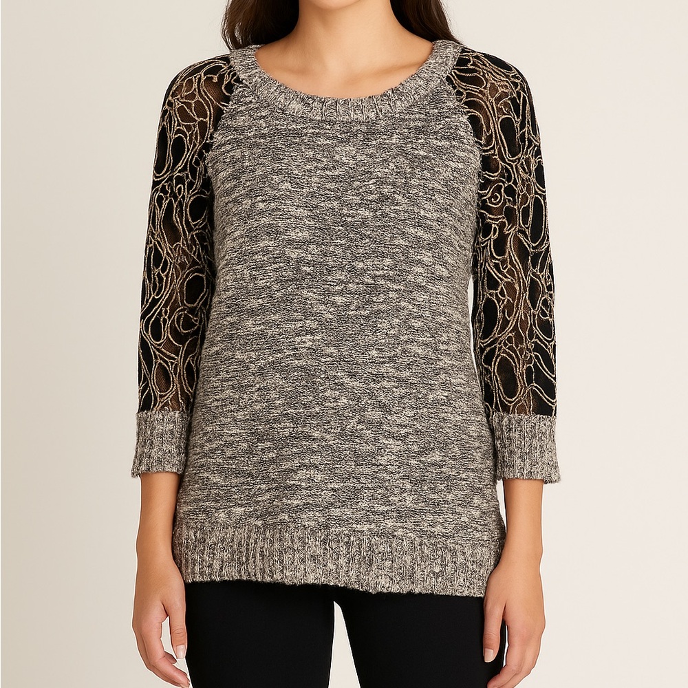 Escio Black Grey Pullover Sweater size L